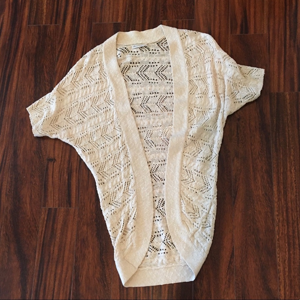 Revolution by Ricki’s | Cream Crocheted Batwing Short Sleeve Cardigan
